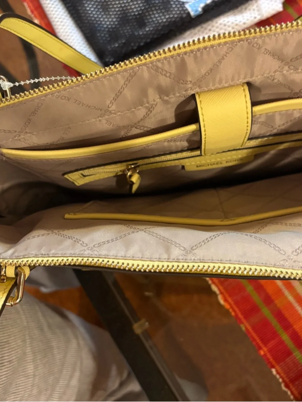 Michael Kors Lemon Yellow Saffiano Leather Tote with MK Charm - Picture 2 of 7
